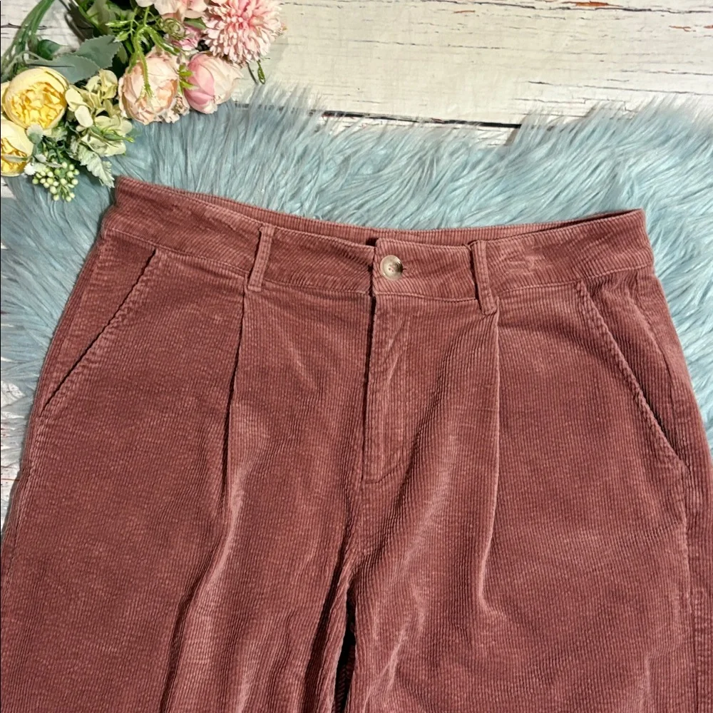 Elodie Wide Leg Corduroy Pants in Dark Mauve sz L